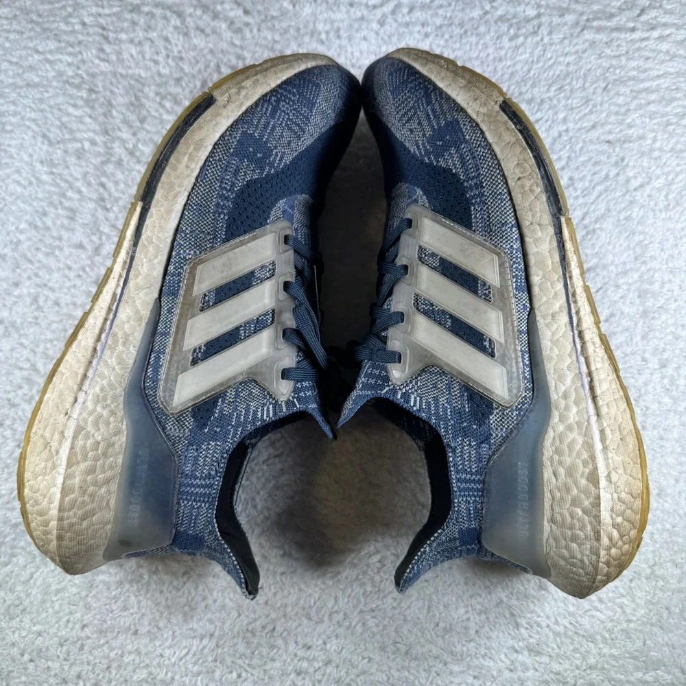 adidas UltraBoost 21 Primeblue Sashiko Blue White Men's Size 10.5 Shoes Sneakers